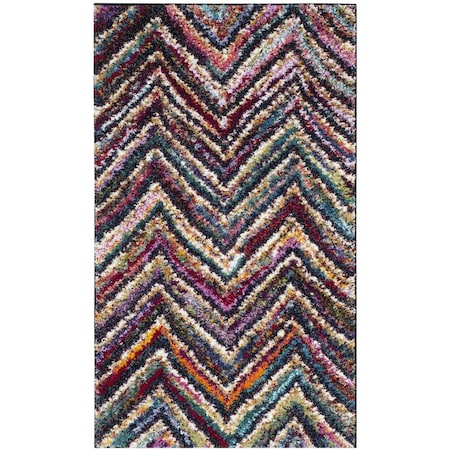 Flowers First 3 x 5 ft. Fiesta Shag Power Loomed Rug, Multi Color - Small Rectangle FL1860171